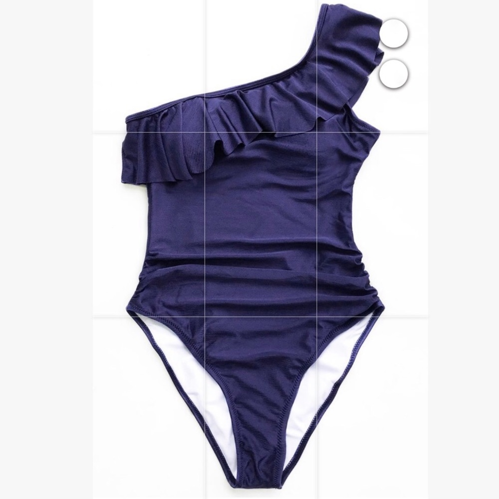 BRAND NEW! ONE SHOULDER NAVY ONE PIECE SWIMSUIT